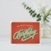Roter Geburtstag Postkarte (Stehend Vorderseite)