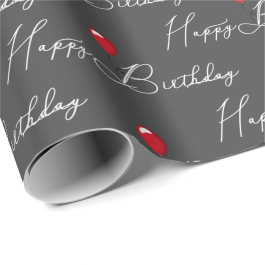 Roter Geburtstagsballon mit Text Geschenkpapier (Rolleneckpunkt)