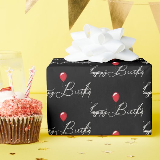 Roter Geburtstagsballon mit Text Geschenkpapier (Geburtstagsparty)