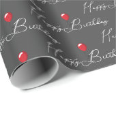 Roter Geburtstagsballon mit Text Geschenkpapier (Rolleneckpunkt)