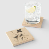 Roter geflügter Blackbird - Audubons Vögel in Amer Steinuntersetzer (Seitenansicht)