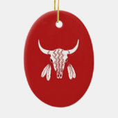 Roter Geist Tanz Buffalo Oval Keramik Keramik Ornament (Hinten)