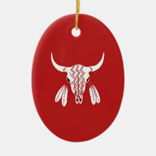 Roter Geist Tanz Buffalo Oval Keramik Ornament