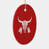 Roter Geist Tanz Buffalo Oval Keramik Ornament (Rechts)