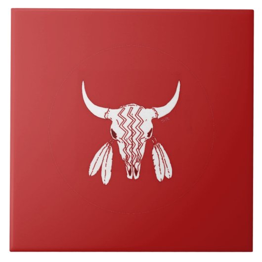 Roter Geister-Tanz Büffel großes Kachel (Vorderseite)