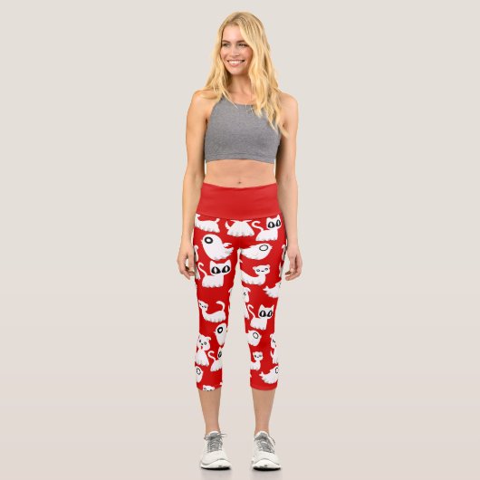Roter Geisterhund Capri Leggings (Vorderseite)