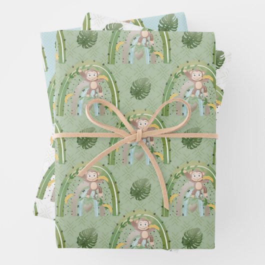 Roter Gelber Affenbaum Rainbow Baby Dusche Geschenkpapier Set (Beispiel)
