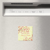 Roter + gelber Blumendampf speichert den Datums-Ma Magnet (In Situ (Geschirrspüler))