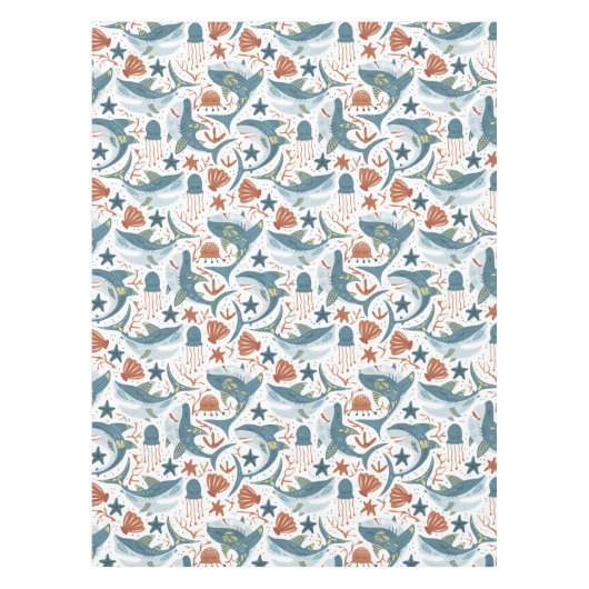 Roter Gelber Hai Muschel Kruste Tischdecke (Vorderseite)