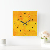 Roter gelber Marmor, Regenbogenart Quadratische Wanduhr (Zuhause)