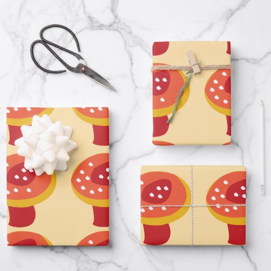 Roter Gelber Pilz Geschenkpapier Set (Vorderseite)