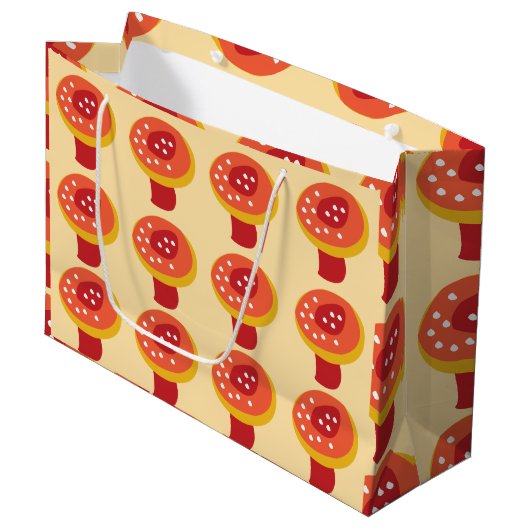Roter Gelber Pilz Große Geschenktüte (Vorderseite Schrägansicht)