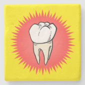 Roter Gelbmolar frisch extrahierter Cartoon Steinuntersetzer (Vorderseite)