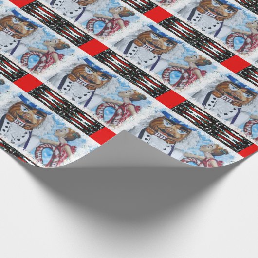 Roter gemusterter Nussknacker-Kuss Geschenkpapier (Ecke)