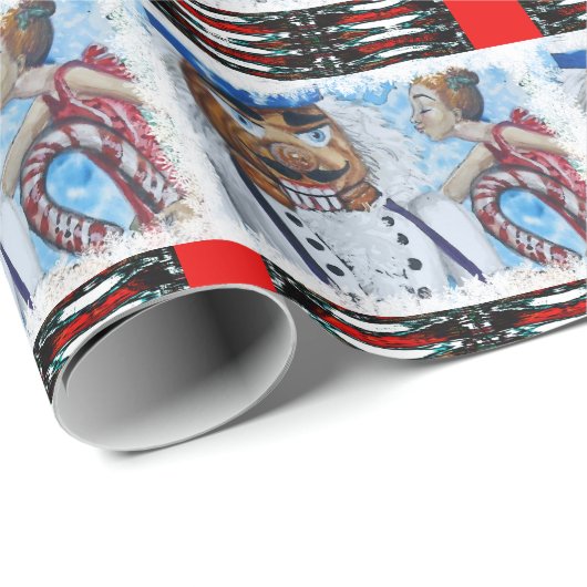 Roter gemusterter Nussknacker-Kuss Geschenkpapier (Rolleneckpunkt)