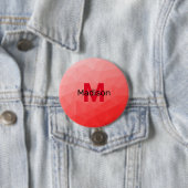 Roter geometrischer Maschenmuster-Monogramm Button (Beispiel)