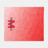 Roter geometrischer Maschenmuster-Monogramm Fleecedecke (Vorderseite (Horizontal))