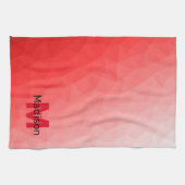 Roter geometrischer Maschenmuster-Monogramm Geschirrtuch (Horizontal)