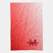 Roter geometrischer Maschenmuster-Monogramm Geschirrtuch (Vertikal)