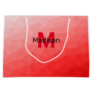 Roter geometrischer Maschenmuster-Monogramm Große Geschenktüte