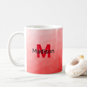 Roter geometrischer Maschenmuster-Monogramm Kaffeetasse