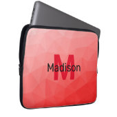 Roter geometrischer Maschenmuster-Monogramm Laptopschutzhülle (Vorne Rechts)