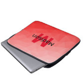 Roter geometrischer Maschenmuster-Monogramm Laptopschutzhülle (Vorne Knopf)
