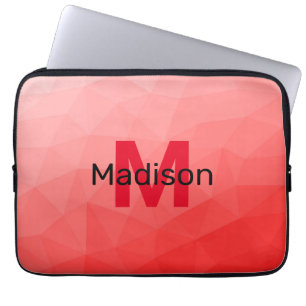 Roter geometrischer Maschenmuster-Monogramm Laptopschutzhülle