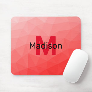 Roter geometrischer Maschenmuster-Monogramm Mousepad