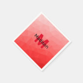 Roter geometrischer Maschenmuster-Monogramm Serviette (Ecke)
