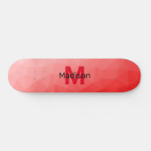 Roter geometrischer Maschenmuster-Monogramm Skateboard (Horizontal)