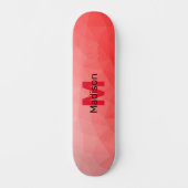 Roter geometrischer Maschenmuster-Monogramm Skateboard (Vorderseite)