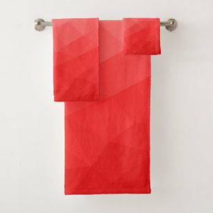 Roter geometrischer Maschenverlauf mit Farbverlauf Badhandtuch Set