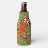 Roter Gepunkteter Newt auf dem Waldboden schwarz Flaschenkühler (Flaschenvorderseite)