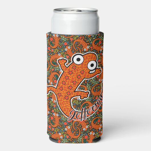 Roter Gepunkteter Newt auf dem Waldboden schwarz Selters Dosenkühler (Seltzer Rückseite)