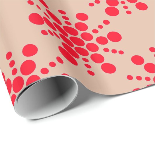 Roter gepunkteter Stern auf Taupe Geschenkpapier (Rolleneckpunkt)