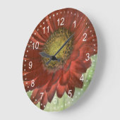 Roter Gerbera Große Wanduhr (Winkel)