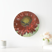 Roter Gerbera Große Wanduhr (Zuhause)