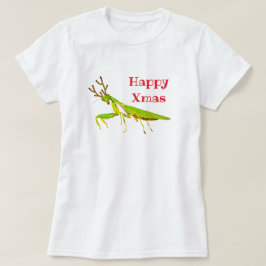 Roter gerochener betender Mantis-WeihnachtsT - T-Shirt