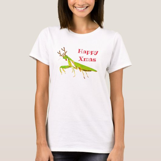 Roter gerochener betender Mantis-WeihnachtsT - T-Shirt (Vorderseite)