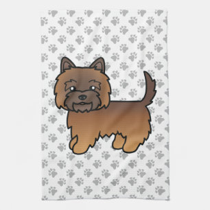 Roter Gescheckter Cairn Terrier Süßer Cartoon-Hund Geschirrtuch