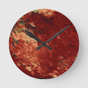 Roter gestrichener Stein Runde Wanduhr
