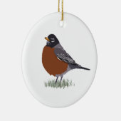 Roter gezeichneter Vogel Breasted Keramikornament (Rechts)