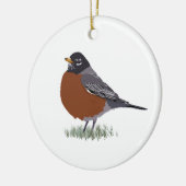 Roter gezeichneter Vogel Breasted Keramikornament (Links)
