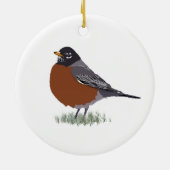 Roter gezeichneter Vogel Breasted Keramikornament (Hinten)