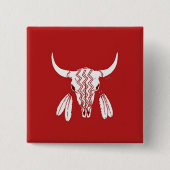 Roter Ghost Dance Buffalo Quadrat-Taste Button (Vorderseite)