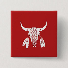 Roter Ghost Dance Buffalo Quadrat-Taste Button