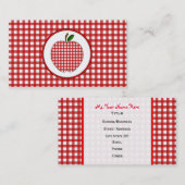 Roter Gingham Apple arbeiten Lehrer-Visitenkarte Visitenkarte (Vorne/Hinten)