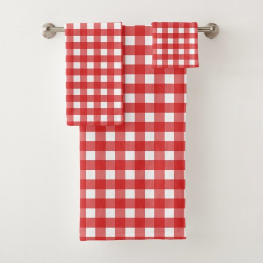 Roter Gingham Badhandtuch Set (Insitu)