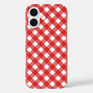 Roter Gingham iPhone 16 Hülle